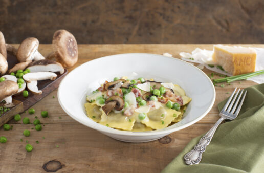 Ravioli-with-mushrooms-bacon-and-butter-sauce