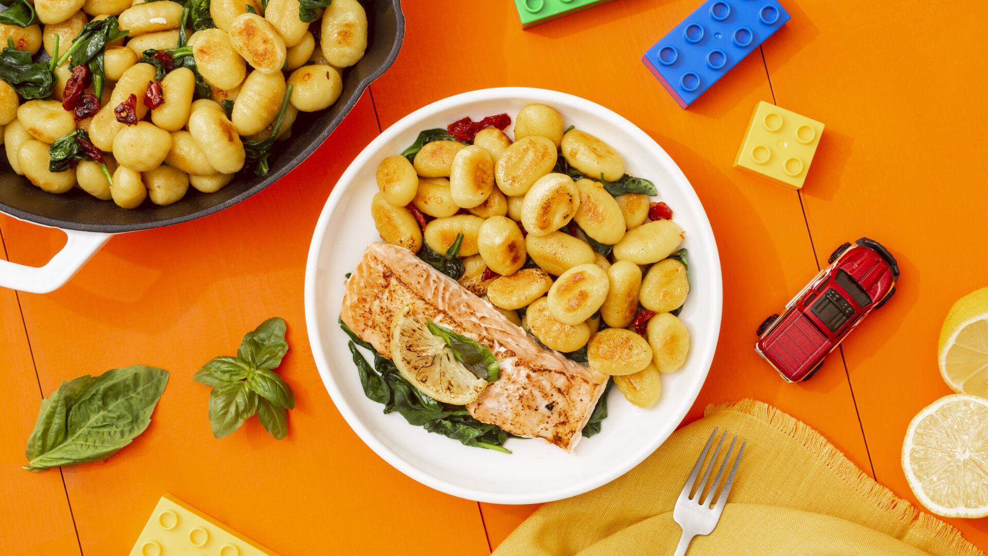 Baked Salmon and Skillet Gnocchi