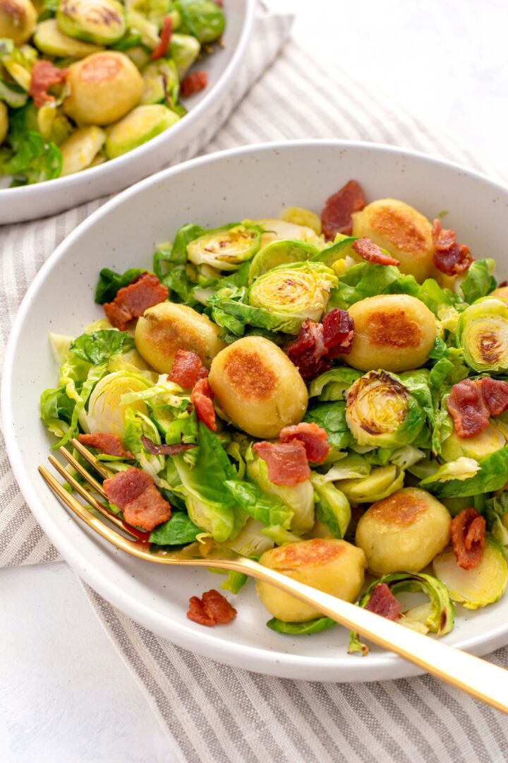 Cheese Gnocchi with Bacon and Brussels Sprouts